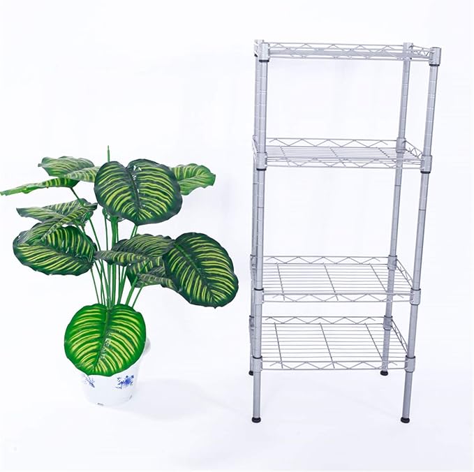 4 Tier Adjustable Storage Shelf Metal Storage Rack Wire Shelving Unit Storage Shelves for Pantry Closet Kitchen Laundry Bathroom (Silver9-4-Tier)
