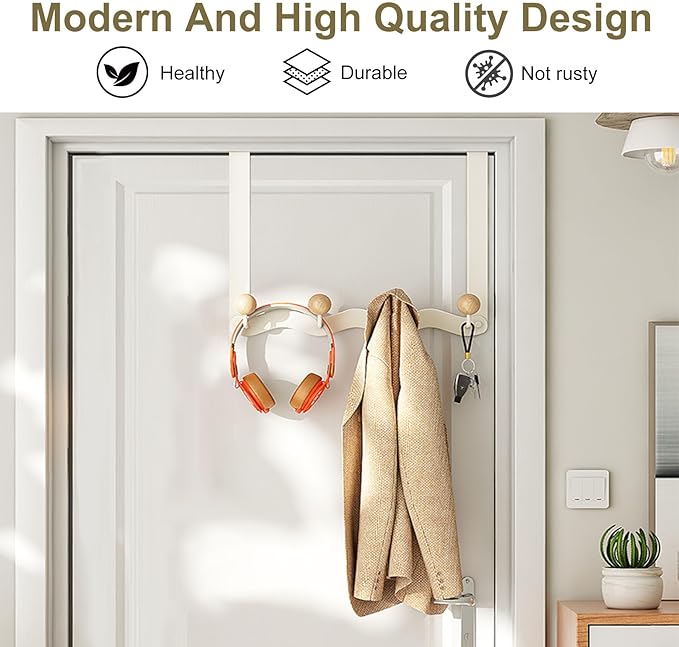 Over Door Coat Rack, Coat Hooks for Door Coat Hanger, Towel Hanger for Bathroom, Door Hanger Hooks, Hooks for Hanging Hat Key Towel Purse Robes Mudroom Entryway