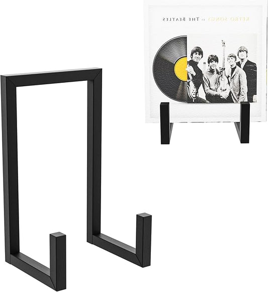 2Pack Records Storage Holder, Vinyl LP Stand CD Display Frame,Metal Album Storage for Vinyl Records (Black)