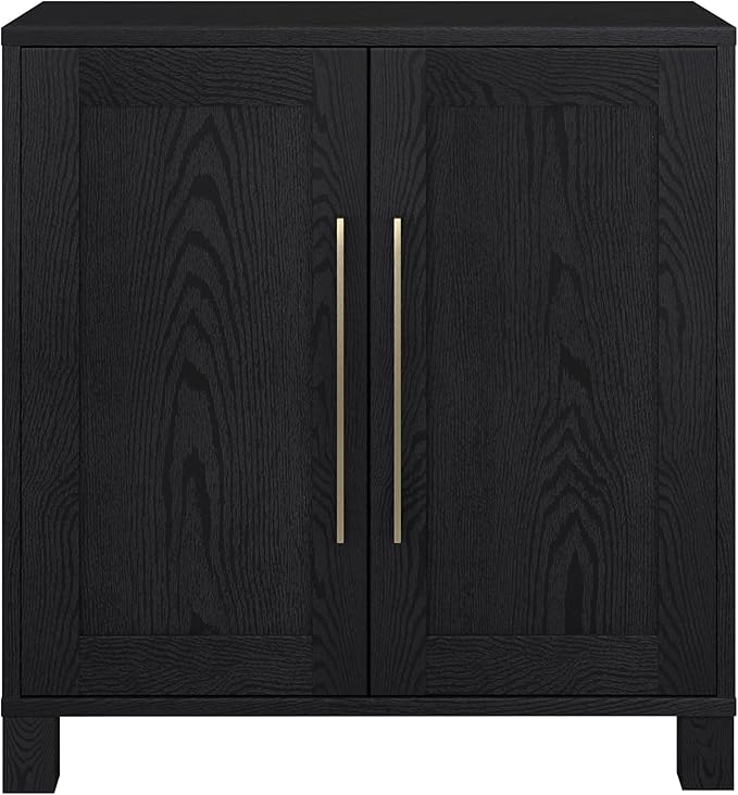 Henn&Hart 28" Wide Rectangular Accent Cabinet in Natural Black, for Home, Living Room, Bedroom, Entertainment Room, Office.