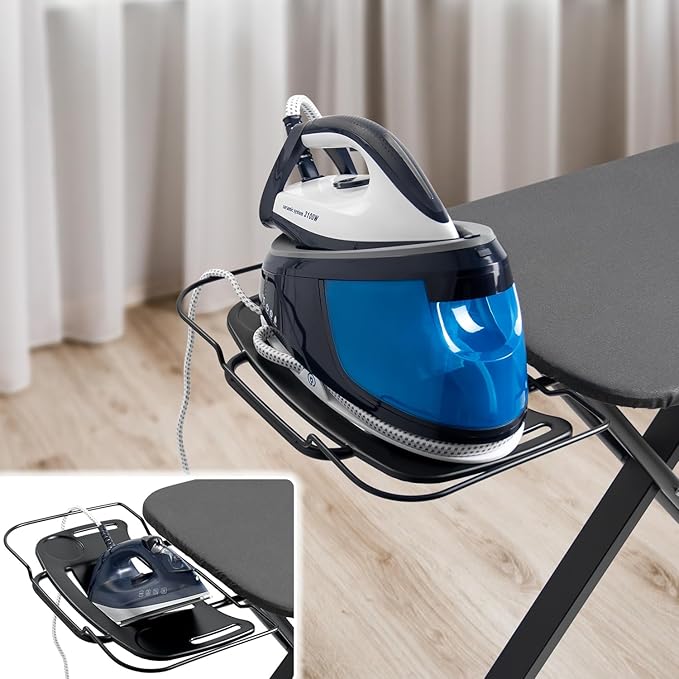 Duwee 17"x46" Ironing Board Full Size,Deluxe Ironing Board with Steam Iron Rest,Heat Resistant Cover and Thicken Felt Pad, Adjustable Height,Heavy Sturdy Legs,Black
