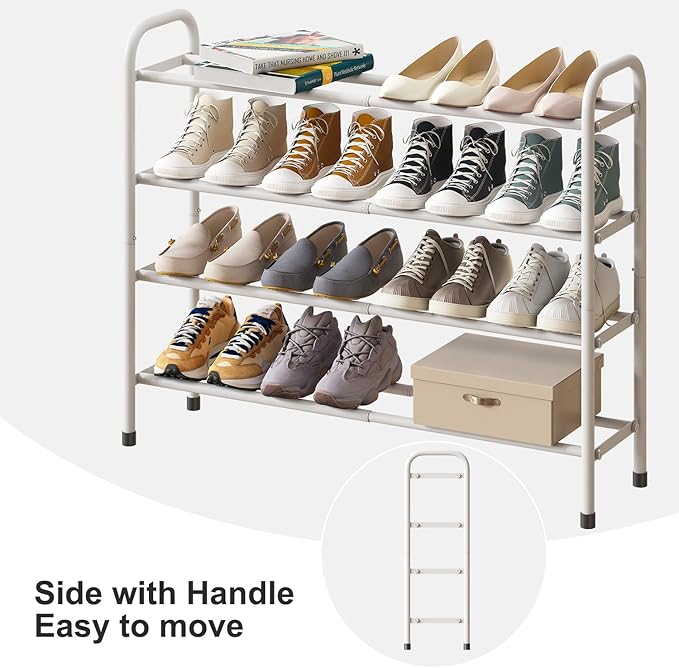 Expandable Shoe Rack, 4-Tier Expandable Metal Shoe Rack,Shoe Shelf for Closet, Entryway & Hallway-NeatNest