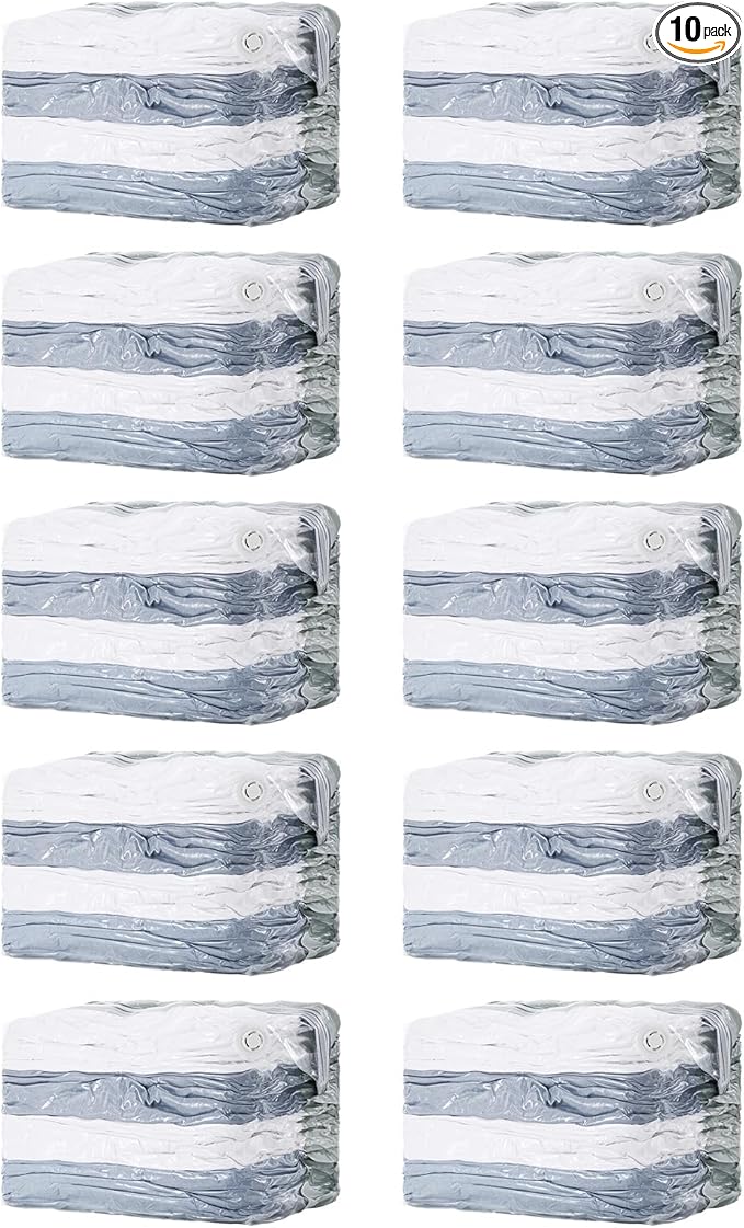 TAILI 10 Pack Vacuum Storage Bags, Space Saver Bags, Jumbo Cube 31x40x15 Inch, Extra Large Vacuum Sealed Bags for Comforters, Blankets, Bedding, Clothes, Closet Organization Space Saving, Cream
