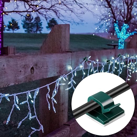 Blulu 100 Pcs Adhesive Cable Clips Bulk Wire Holder for Cord Organizer Clips Cable Management Outdoor Light Hooks for Christmas Wall String Lights Fairy Lights-NeatNest
