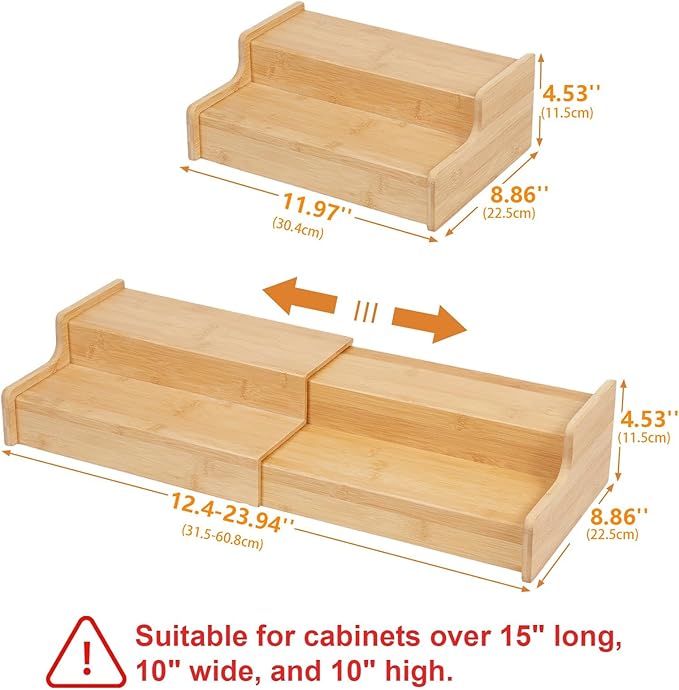 2-Tier Expandable Coffee Mug Holder, Mug Organizer for Kitchen Cabinets, Bamboo Mug Cup Rack, Multi-Functional Cup Holder Shelf, Coffee Bar Organizer, Home-NeatNest