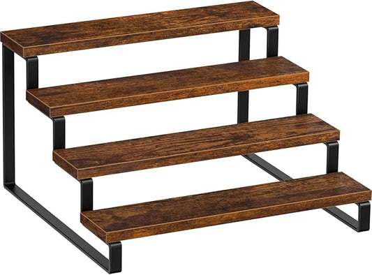 Giikin 4 Tier Spice Rack, Wooden Spice Rack for Countertop, Kitchen Counter Storage Shelves Cupcake Stand Holder Display Stand, Rustic Brown-NeatNest