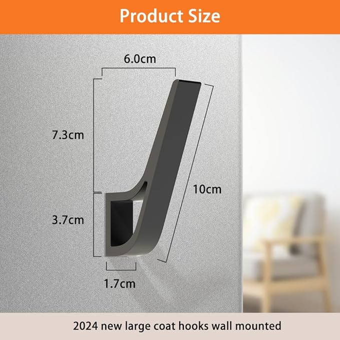 Coat Rack Hooks Wall Mounted Hold 50 lbs, Black 6Packs, Bath Towel Rope Large Hooks for Kitchen, Door, Cabinet, Bathroom, Foyers, Hallways, and Bedrooms-NeatNest