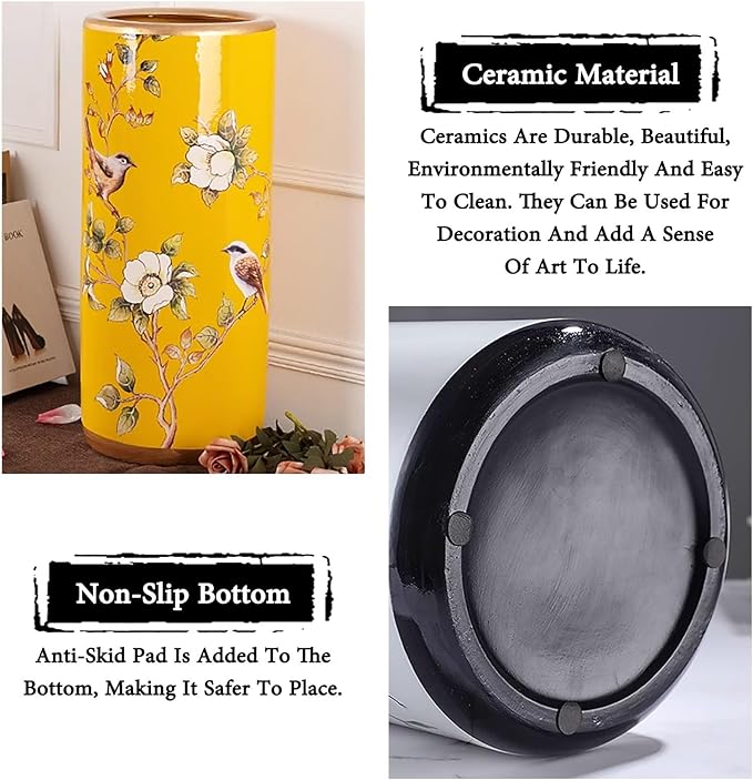 Ceramic Umbrella Stand Living Room Floor-Standing Freestanding Cane Chinese Umbrella Stand Multifunctional Painted Porcelain Vintage Ceramics Flower Vases for Home Office Entrance Indoor(A)-NeatNest