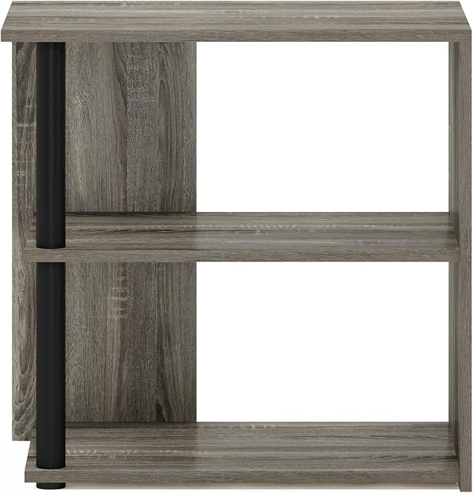 Furinno Romain 2-Tier End Table, French Oak/Black-NeatNest
