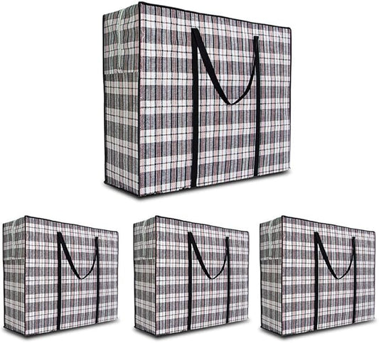 Heavy Duty Large Moving Bags, 90L Big Organizer Storage Bags With Durable Zipper, Water Resistant Totes, Carrying Bag, Camping Bag for Clothes, Bedding, Comforter, Pillow, Moving(Set of 4)