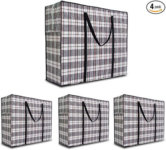 Heavy Duty Extra Large Moving Bags, 168L Jumbo Organizer Storage Bags With Durable Zipper, Water Resistant Totes, Carrying Bag, Camping Bag for Clothes, Bedding, Comforter, Pillow, Moving(Set of 4)