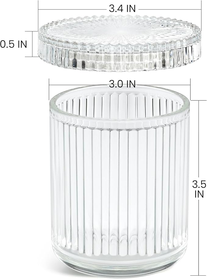 2 Pack Qtip Holders for Bathroom, Clear Glass Apothecary Jars with Lids,Vintage Bathroom Canisters for Cotton Balls,Swabs,Floss Picks,Hair Ties,Vanity Organizer and Storage Decor-NeatNest