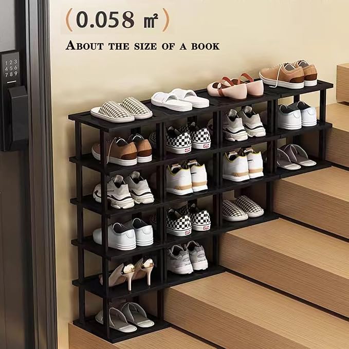 Vertical Shoe Rack - Tall Narrow Shoe Rack Organizer for Small Spaces,7 Tier Bamboo Shoen Shelf for Entryway,Closet,Corner,Doorway,Skinny Shoe Shelf Space Saving Shoe Storage,Free Stackable DIY-NeatNest