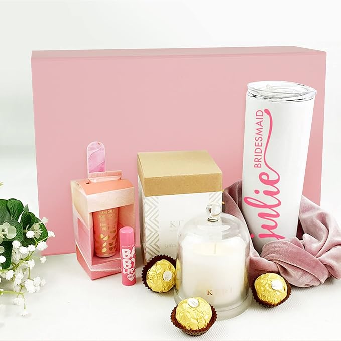 Aimyoo Pink Collapsible Gift Box with Magnetic Closure Lids 13.8x9x4.3 in, Large Bridesmaid Groomsman Proposal Boxes, Rectangle Present Box for Graduation Birthday Storage 1 Pack-NeatNest