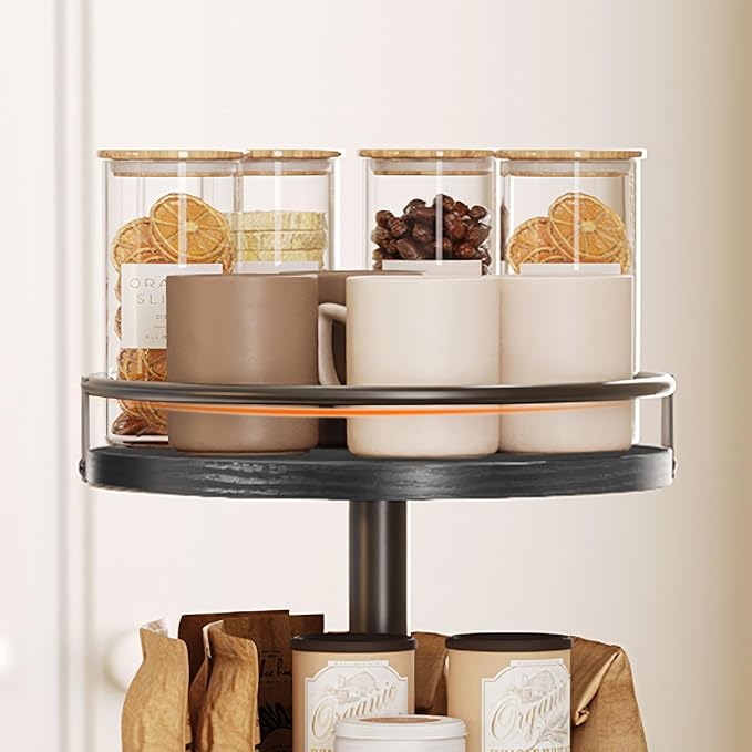 HOOBRO Lazy Susan Organizer, Rotating Spice Rack, 3-Tier Organizer, Turntable Spice Rack, Vertical Storage Organizer, for Kitchen Countertop, Vanity, Dining Table, Black BB09TL01-NeatNest