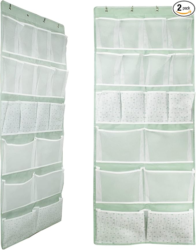 18 Pocekts Over the Door Shoes Organizer,Behind Door Hanging Storage Pocekt for Sock,Underwear,Hat,Handbag,Back of Door Hanging Shelf for Bedroom,Bathroom,Entryway,Storeroom,Pantry,Dorm,Nursery,2 Pack-NeatNest