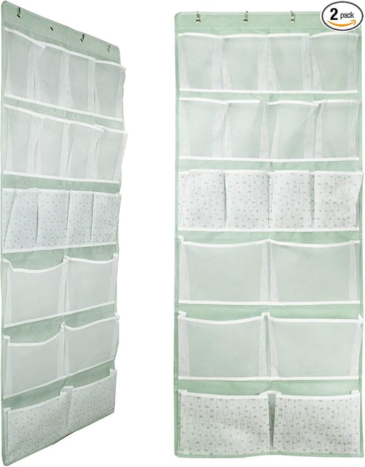 18 Pocekts Over the Door Shoes Organizer,Behind Door Hanging Storage Pocekt for Sock,Underwear,Hat,Handbag,Back of Door Hanging Shelf for Bedroom,Bathroom,Entryway,Storeroom,Pantry,Dorm,Nursery,2 Pack-NeatNest