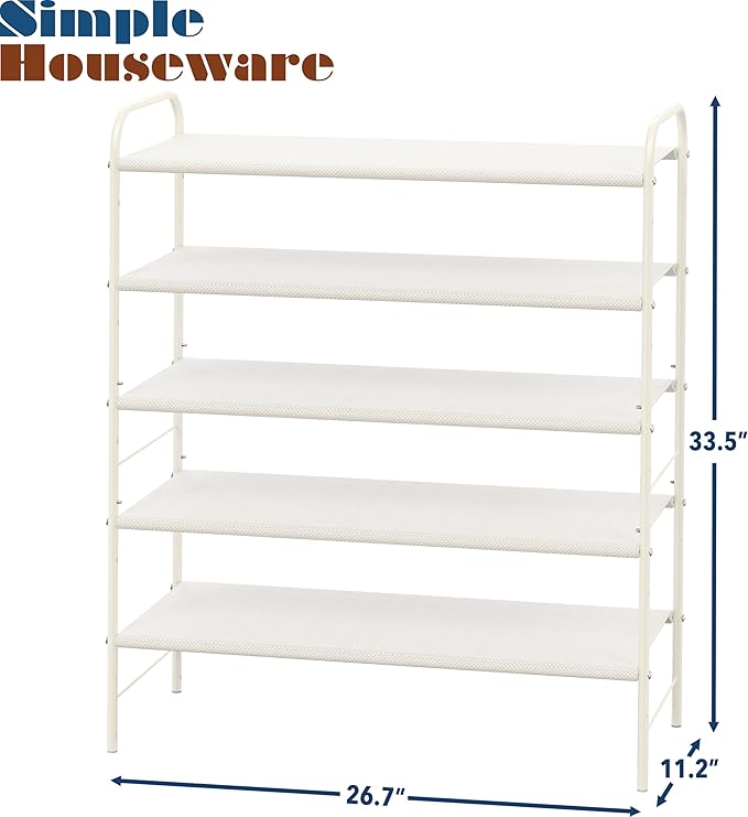 Simple Houseware 5-Tier Shoe Rack Storage Organizer, White-NeatNest
