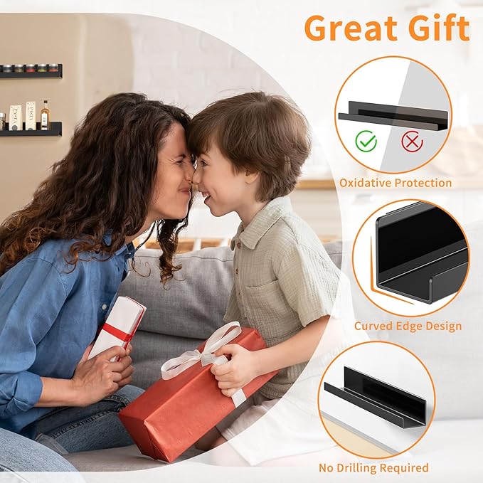 Carmanon Magnetic Book Shelf for Whiteboard, Reusable Acrylic Book Display Shelf with Strong Adsorption Capacity, Magnetic Book Holder for Classroom Refrigerator Office Teacher Kids, Black-NeatNest