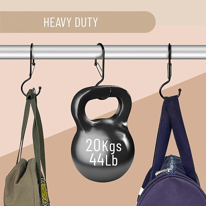6 Purse Hanger for Closet. Tote Hanger. S-Shaped Hooks S Hooks Twist Design. Anti Drop S-Shaped Hook for Hanging Handbags with Safety Buckle to Prevent Falls. Heavy Duty. (Black, Twisted)-NeatNest