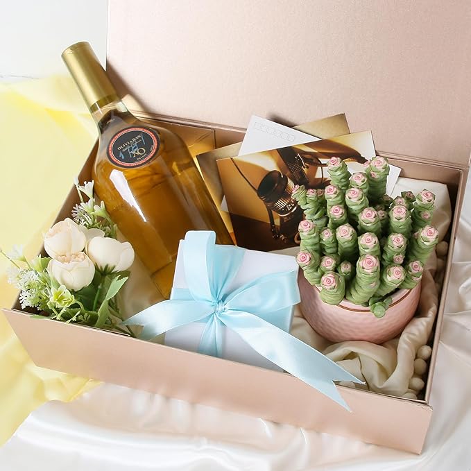 Aimyoo Gold Magnetic Gift Boxes with Lids 10.5x7x3 in, Medium Bridesmaid Groomsman Proposal Box, Rectangle Collapsible Box for Present Graduation Birthday Storage 5 Pack-NeatNest