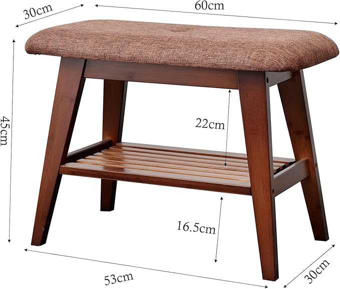 Shoe Entryway Bench, Bamboo Shoe Rack Bench, Organizer with 2 Tier Storage Simple Style Good Load Bearing, Ideal for Entryway Hallway Living Room,(Brown,23.6'')-NeatNest