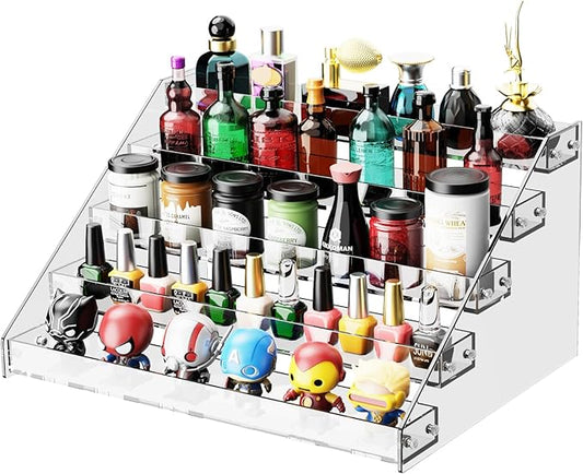 Acrylic Display Shelf,Risers Display Stands,Perfume Organizer,Cupcake Stand,Tiered Display Stand,Sticker Display,Card Stands For Display,Card Display Stand,Figure Display，Spice Rack(5 Tier)-NeatNest