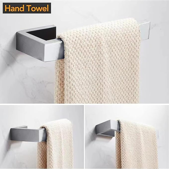 Hand Towel Holder, Towel Ring - Thicken SUS 304 Stainless Steel Towel Holder for Bathroom Wall, 8" Rectangular Modern Design Hand Towel Bar, Contemporary Hand Towel Rack - Brushed Nickel