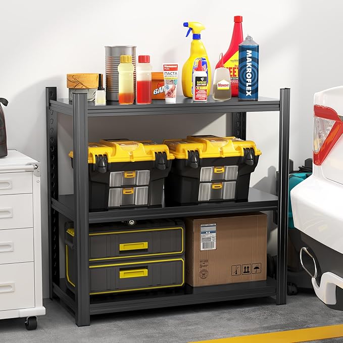 1050LBS Storage Shelves 3 Tier Garage Shelving, Heavy Duty Adjustable Metal Shelves Unit, Easy Assembly Garage Shelving Unit for Industrial, Warehouse, Basement-NeatNest