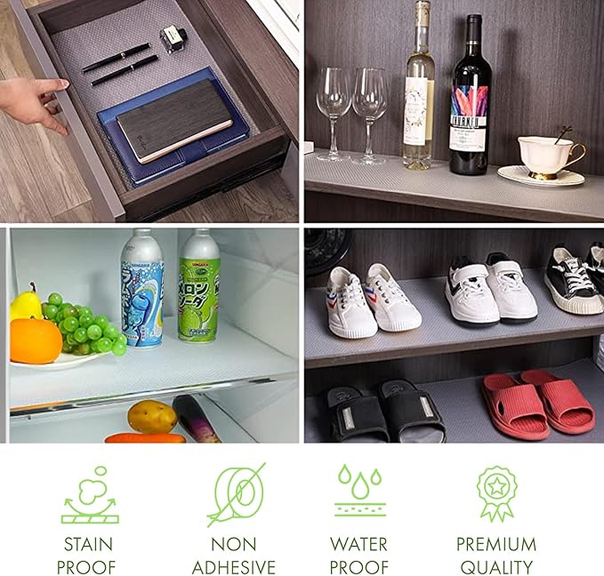 EVALAND 13.8" x 20 FT Non-Slip Shelf Liner, Non-Adhesive, BPA-Free, Waterproof Pantry Liner for Shelves, Easy to Cut, Oil-Proof Shelf Liners for Kitchen, Cabinets, Drawers, Refrigerator, Clear