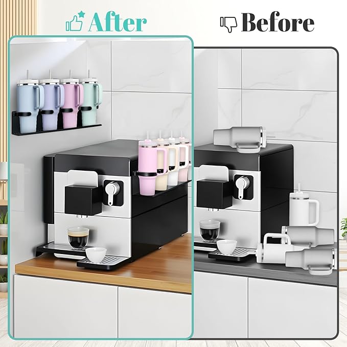 2Pcs Magnetic Water Bottle Organizer for Stanley 30 40 oz Tumbler and Lid Magnetic Cup Holder Heavy Duty Tumbler Storage Organizer Drink Accessories Kitchen Cup Storage Rack for Fridge Cabinets Gifts-NeatNest