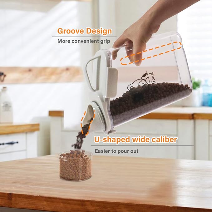 Cat Food Storage Container Airtight |3 Qt/2.8 L Clear Plastic Cat Puppy Food Treats Container with Measuring Cup|Hold up to 3.8 lbs of Pet Food|Portable Food Containers for Travel| BPA Free-NeatNest