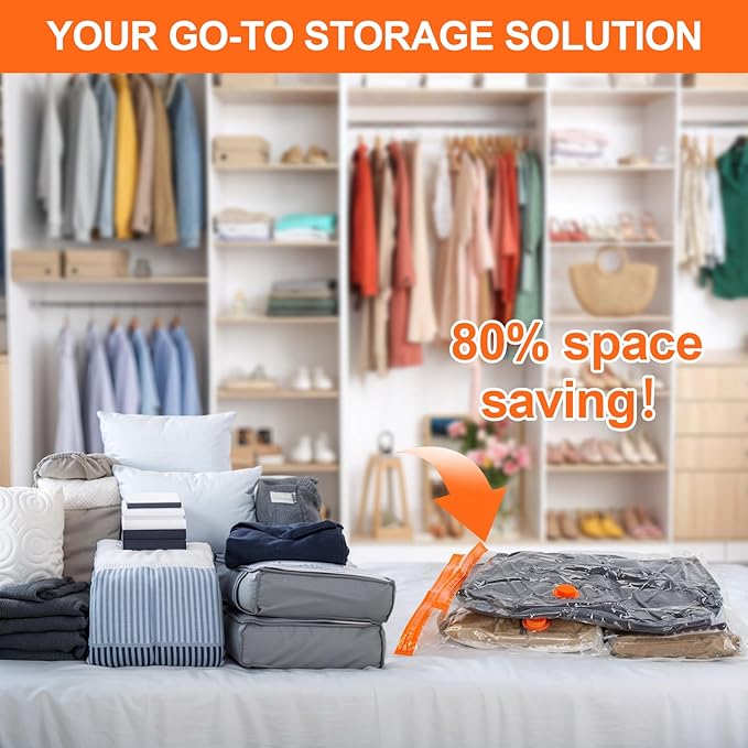 AGPTEK 16 Pack Vacuum Storage Bags(4 Jumbo/Large/Medium/Small) Compression Storage Bags for Blankets Clothes, Space Saver Vacuum Seal Bags for Clothing Bedding Travelling Luggage(Electric Pump)-NeatNest