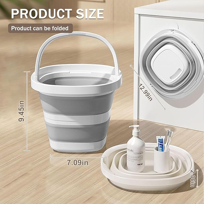 2-Pack Collapsible Buckets (2.6 Gallon/10L) - Foldable Rectangular Design with Handles, Space-Saving for RV, Camping, Car Wash, Fishing & Cleaning - Durable, Portable & Multi-Purpose-NeatNest