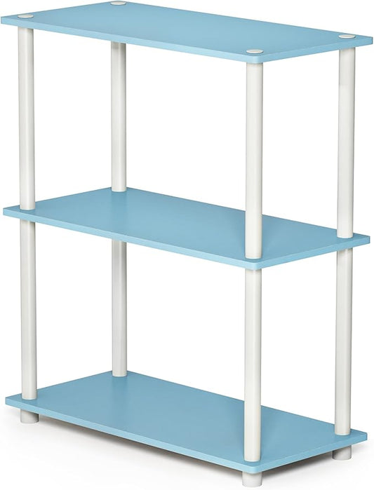 Furinno Turn-N-Tube 3-Tier Compact Multipurpose Shelf Display Rack, Light Blue/White-NeatNest
