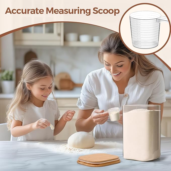 ComSaf 3.6 Qt Glass Food Storage Containers Set of 2, Large Storage Containers with Lids, Square Glass Jars with Lids, for Flour and Sugar, Cereal, Rice, Pasta, Oats, Coffee Beans-NeatNest