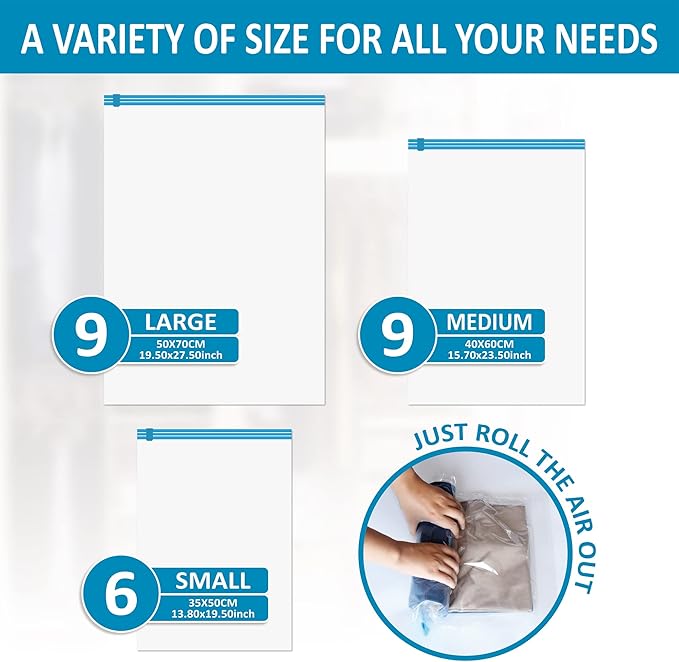 Compression Bags for Travel - Travel Essentials - 24 Pack Space Saver Bags - No Vacuum Needed - Compression Packing Bags for Cruise Accessories-NeatNest