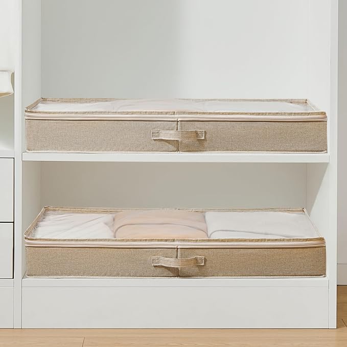 3 Pack Under Bed Storage Containers, Low Profile Underbed Shoes and Clothes Storage Organizer with Sturdy Sidewalls/Bottom, Large Dorm Storage Bins,33 * 17 * 4.5 inches,45L-NeatNest