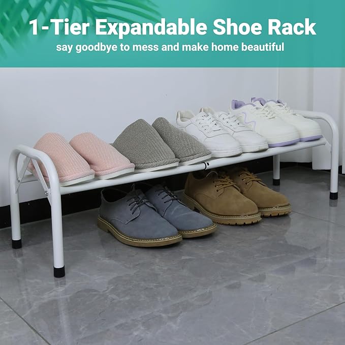1-Tier Free Standing Shoe Racks, White Shoe Organizer for Closet, Entryway, Garage & Corridor, Sturdy Shoe Rack, Small Closet Shoe Rack-NeatNest