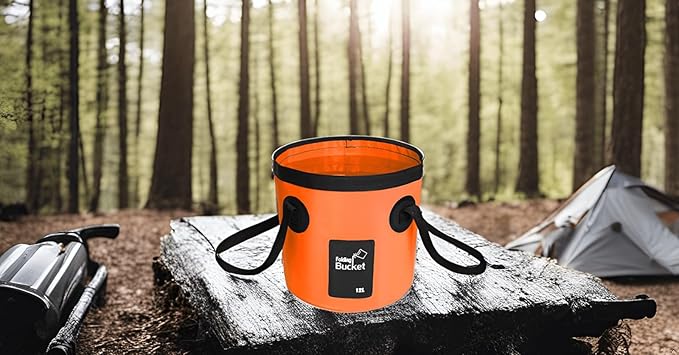 BANCHELLE Collapsible Bucket Water Container Portable Folding Camp Wash Basin for Outdoor Traveling Hiking Fishing Car Washing Gardening Camping (Orange, 12L)-NeatNest