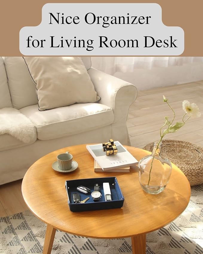 CASIRENA Father's Day Gifts Faux Leather Valet Tray Organizer for Men - Catch-All Tray for Entryway Table Key, Wallet, Watch, Coin Change, Phone, Dresser EDC Dump Jewelry, Bedside Nightstand Desk-top-NeatNest