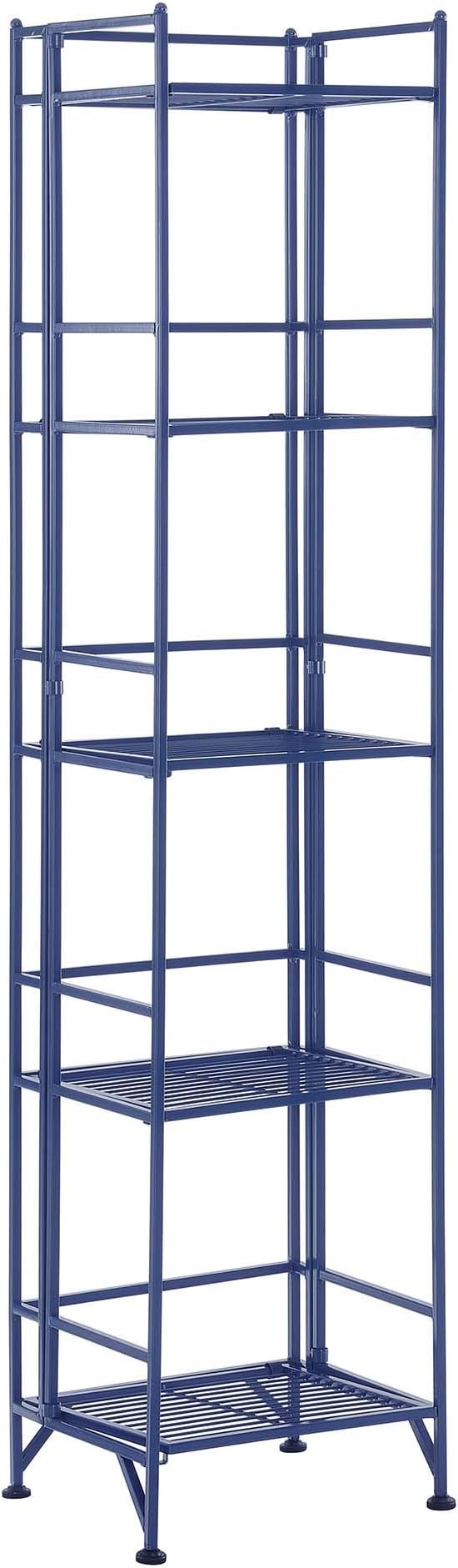 Convenience Concepts Xtra Storage Shelves - 5-Tier Folding Metal Storage Shelves, Closet Organizer for Office, Laundry Room, Bedroom, Garage, Kitchen, Bathroom, Cobalt Blue-NeatNest