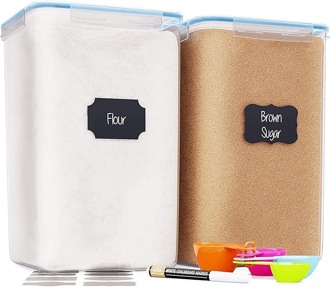 Chef's Path Extra Large Airtight Flour and Sugar Storage Containers with Lids, Set of 2, 6.5L Pantry Canisters for Bulk Flour and Sugar Storage - Transparent-NeatNest