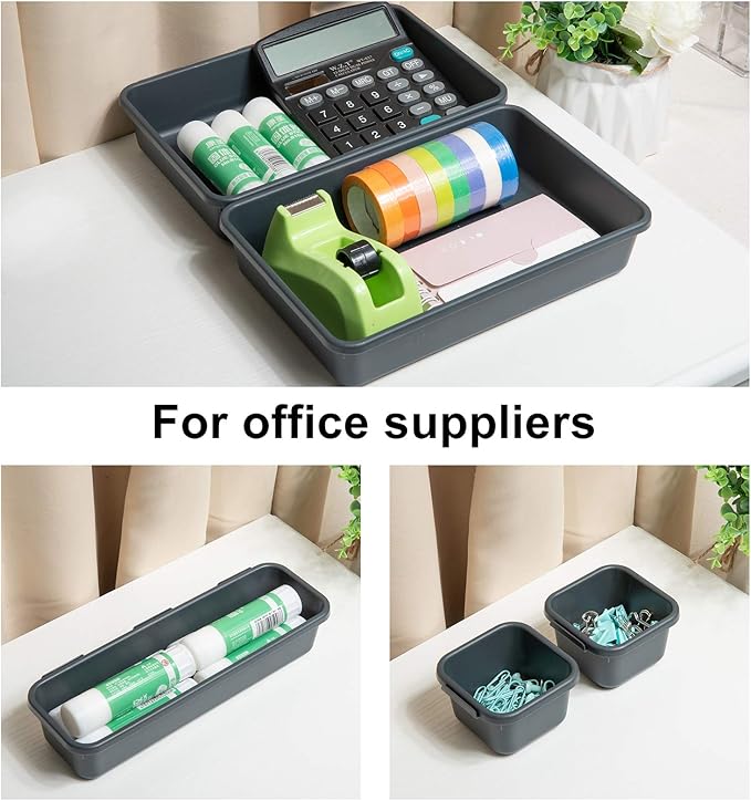 BYCY 18 Pcs Drawer Organizers Trays Set for Office Bathroom Dresser Interlocking Dividers Storage Bins Pack (18 Pieces Set)-NeatNest