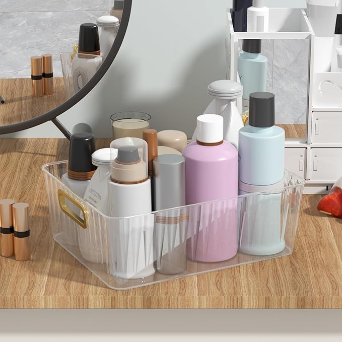 Clear Pantry Organizer Bins, Plastic Storage Basket for refrigerator, 6 Packs-NeatNest