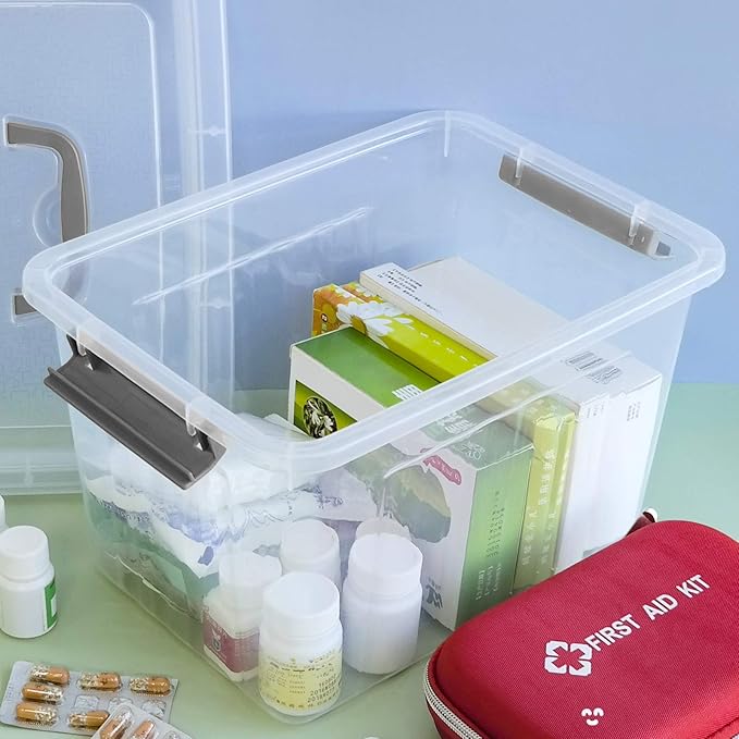 Bringer 6-Pack Clear Plastic Latching Storage Box, Plastic Box, 10 L-NeatNest