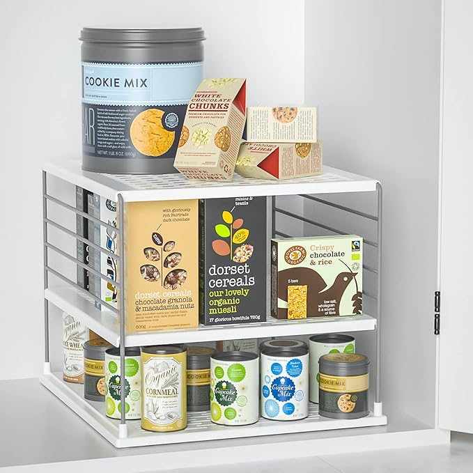 Upgraded Cabinet Organizers and Storage -Divided Compartment Holder for Plastic Bag, Wrap, Foil, Snack and Box for Kitchen Organization and Storage-Under Sink Organizers and Storage Suitable-NeatNest