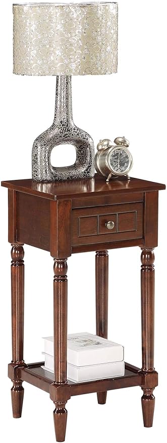 Convenience Concepts French Country Khloe 1 Drawer Accent End Table 14" - Traditional Farmhouse Side Table with Storage Drawer and Shelf for Living Room, Espresso-NeatNest