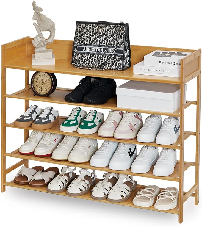 latifolia Shoe Rack, 5-Tier Bamboo Shoe Rack Organizer for Entryway Hallway, Beautiful Natural-NeatNest