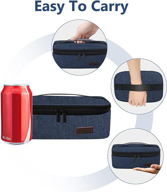 Gloppie Small Lunch Bag for Men Women Kids Insulated Lunch Box Mini Lunchbox Portable Cooler Bags Adult Thermal Lunch Boxes Reusable Snack Bag, Blue-NeatNest